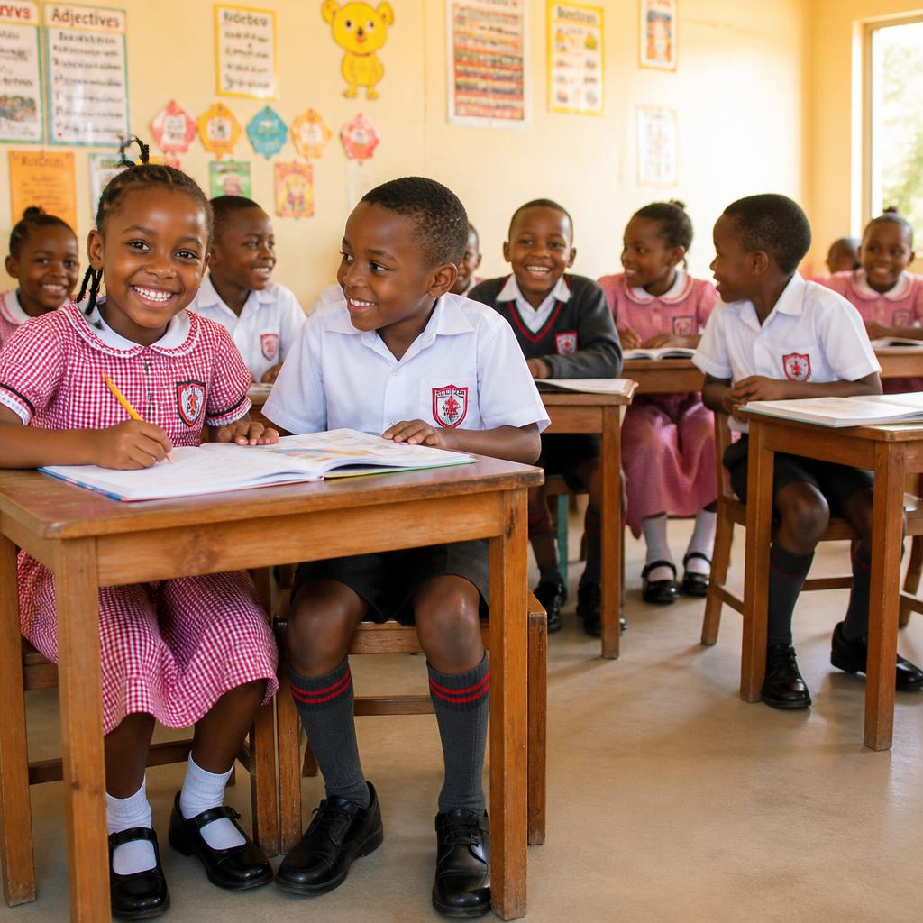 Joyful elementary students in a Rock Hill School classroom